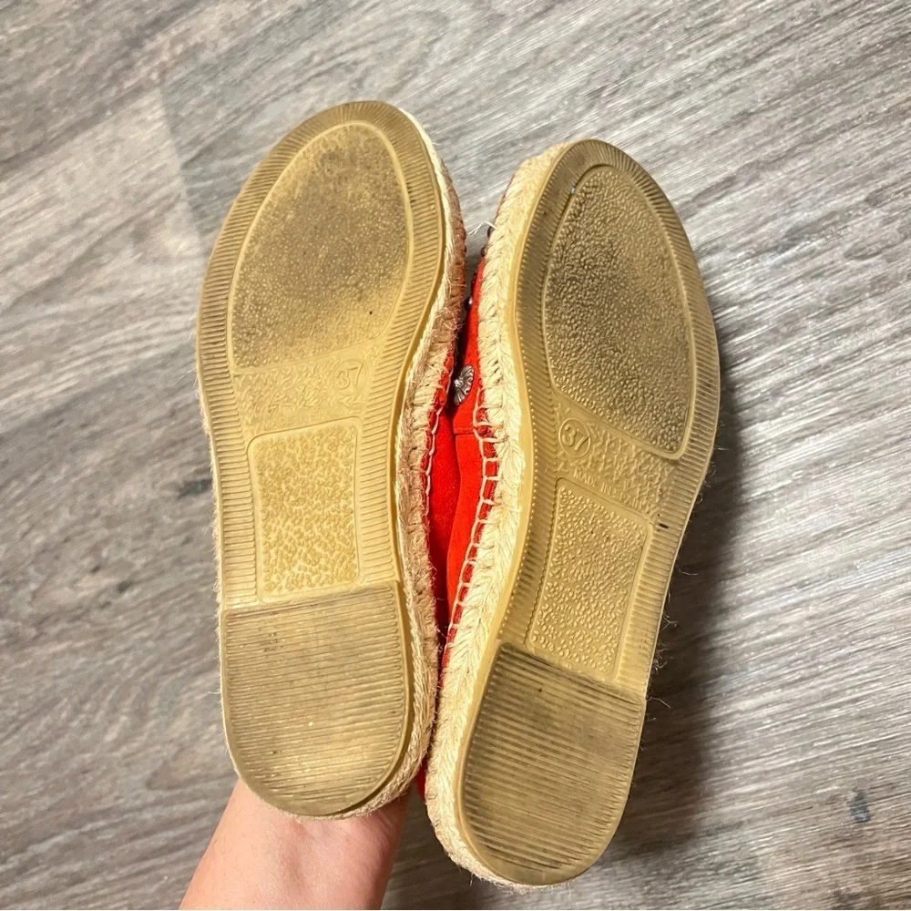 The Kooples Daisy Espadrilles, red, studded, size 37 / 6.5US